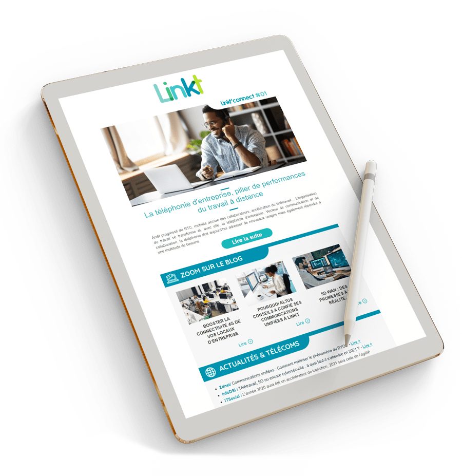 Mockup newsletter Linkt sur tablette